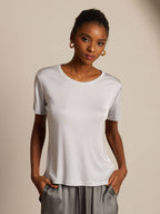 Women's Pure Silk Short Sleeve Round Neck T-Shirt