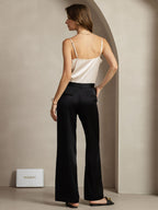 19Momme Silk Straight Leg Women's Pants With Side Pockets Design