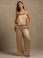 Pure Silk Sleeveless U-Neck Backless Slit High-low Tank Top