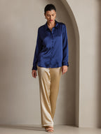 Women's 19 Momme Silk Long Sleeves Button-Up Shirt