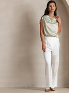19Momme Women's Silk Cap Sleeve Cowl Neck Top
