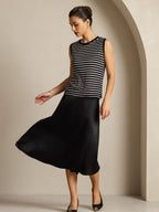 Women's Pure Silk Round Neck Sport Stripe Print Tank Top