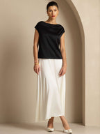 19Momme Women's Silk Cap Sleeve Cowl Neck Top