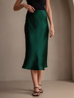 100% Mulberry Silk Stretch Long Straight Skirt