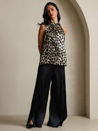 19Momme Silk Leopard Print Sleeveless Halter Neck Women's Top