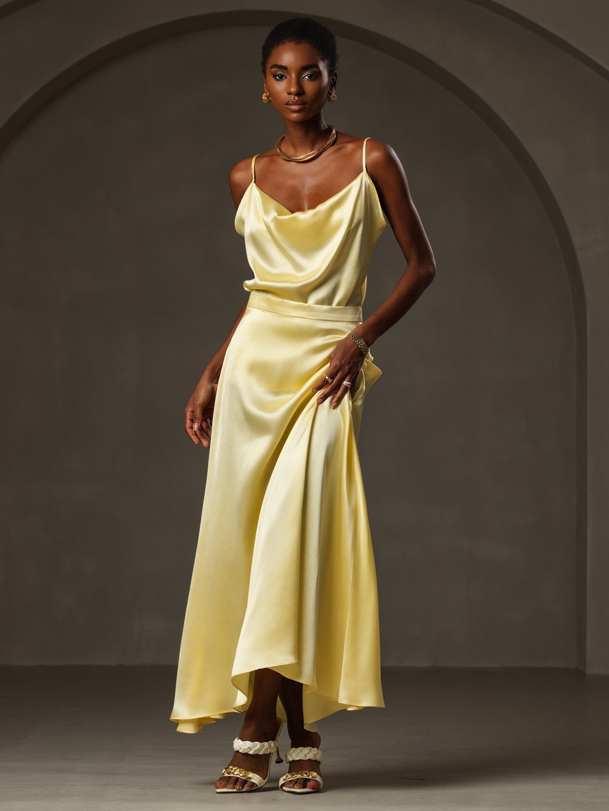 19Momme Silk Cowl Neck Camisole Top