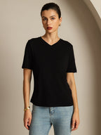 Pure Silk V-Neck Women's T-Shirt