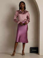 100% Mulberry Silk Stretch Long Straight Skirt