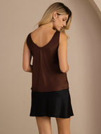 19Momme Silk Sleeveless V Neck Women's Tank Top with V Back Design
