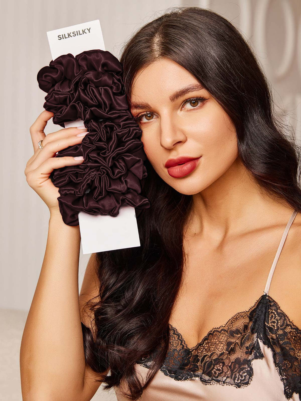 10Pcs Bundle Pure Silk Classic Hair Scrunchies - 2cm