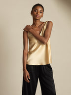 19Momme Silk Sleeveless V Neck Women's Tank Top with V Back Design