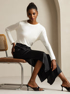 Women's Pure Silk Long Sleeve Round Neck Top