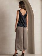19Momme Silk Sleeveless V Neck Women's Tank Top with V Back Design