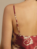 Pure Silk Dragon Print Spaghetti Strap V Neck Camisole Set