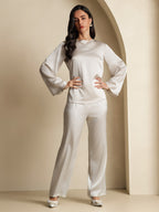 19Momme Silk Bell Sleeve Boat Neck Women's Top