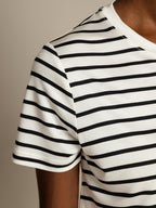 Pure Silk Crew Neck Short Sleeve Women's Sport Stripe Print T-Shirt
