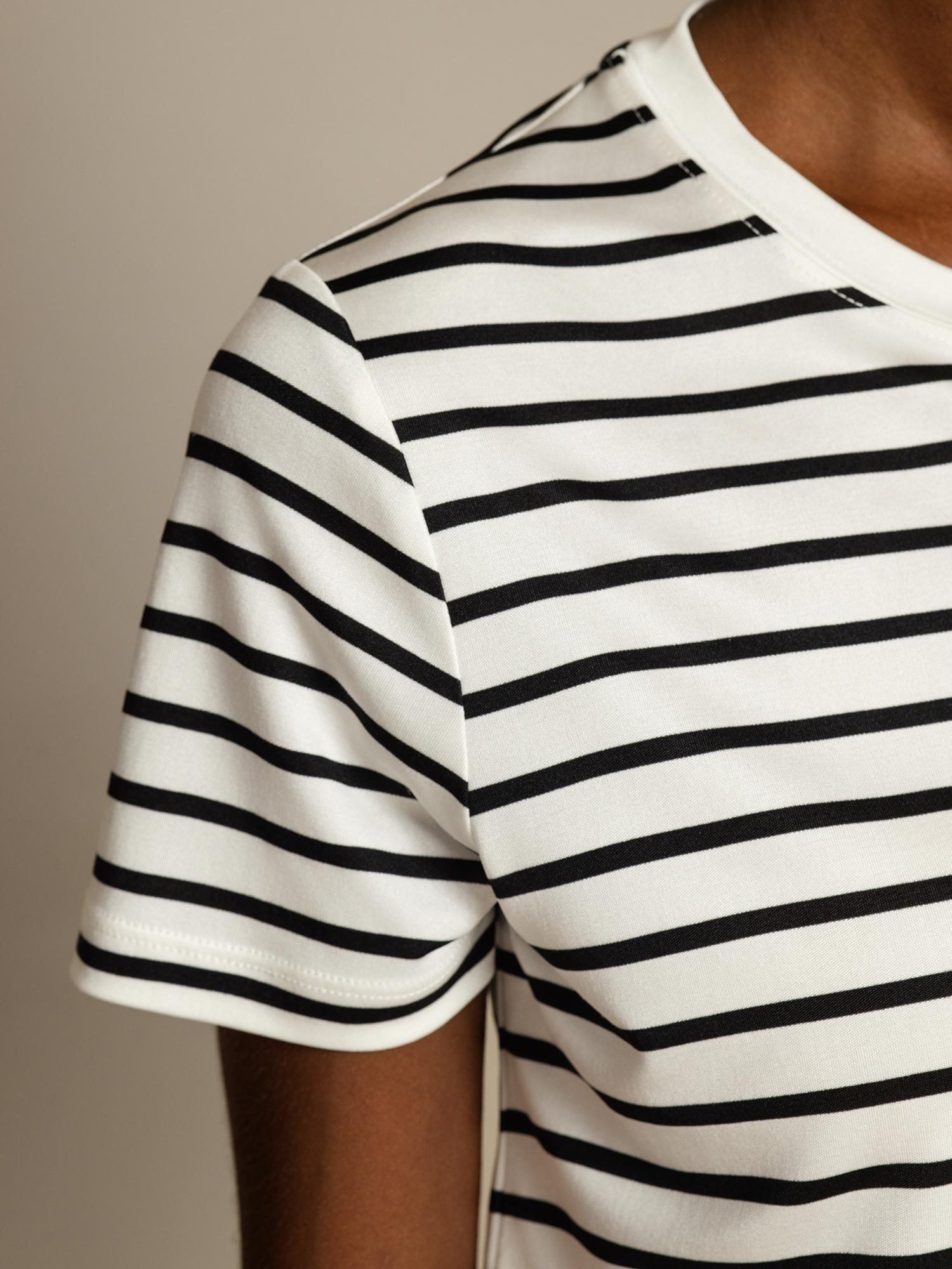 Pure Silk Crew Neck Short Sleeve Women's Sport Stripe Print T-Shirt
