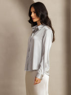 Women's 19 Momme Silk Long Sleeves Button-Up Shirt