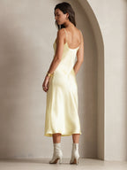 100% Mulberry Silk Spaghetti Strap V-neck Midi Nightgown