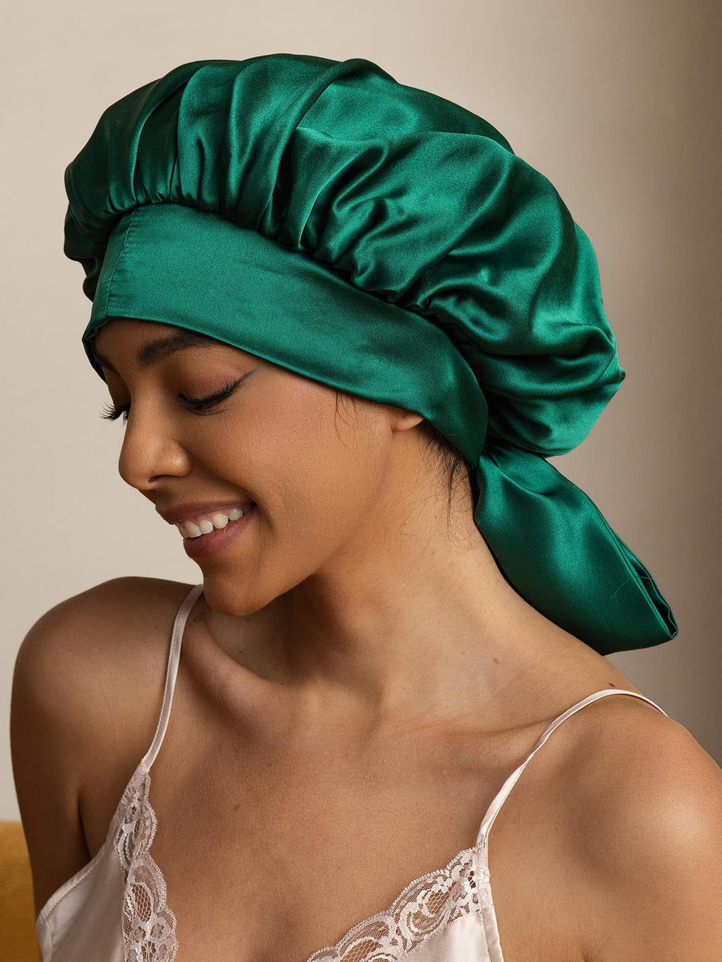 100% Mulberry Silk  Casual Bonnet with Long Ribbons (Two-tone and Double-sided)