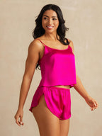 100% Mulberry Silk Side Slit Flowy Cami Set