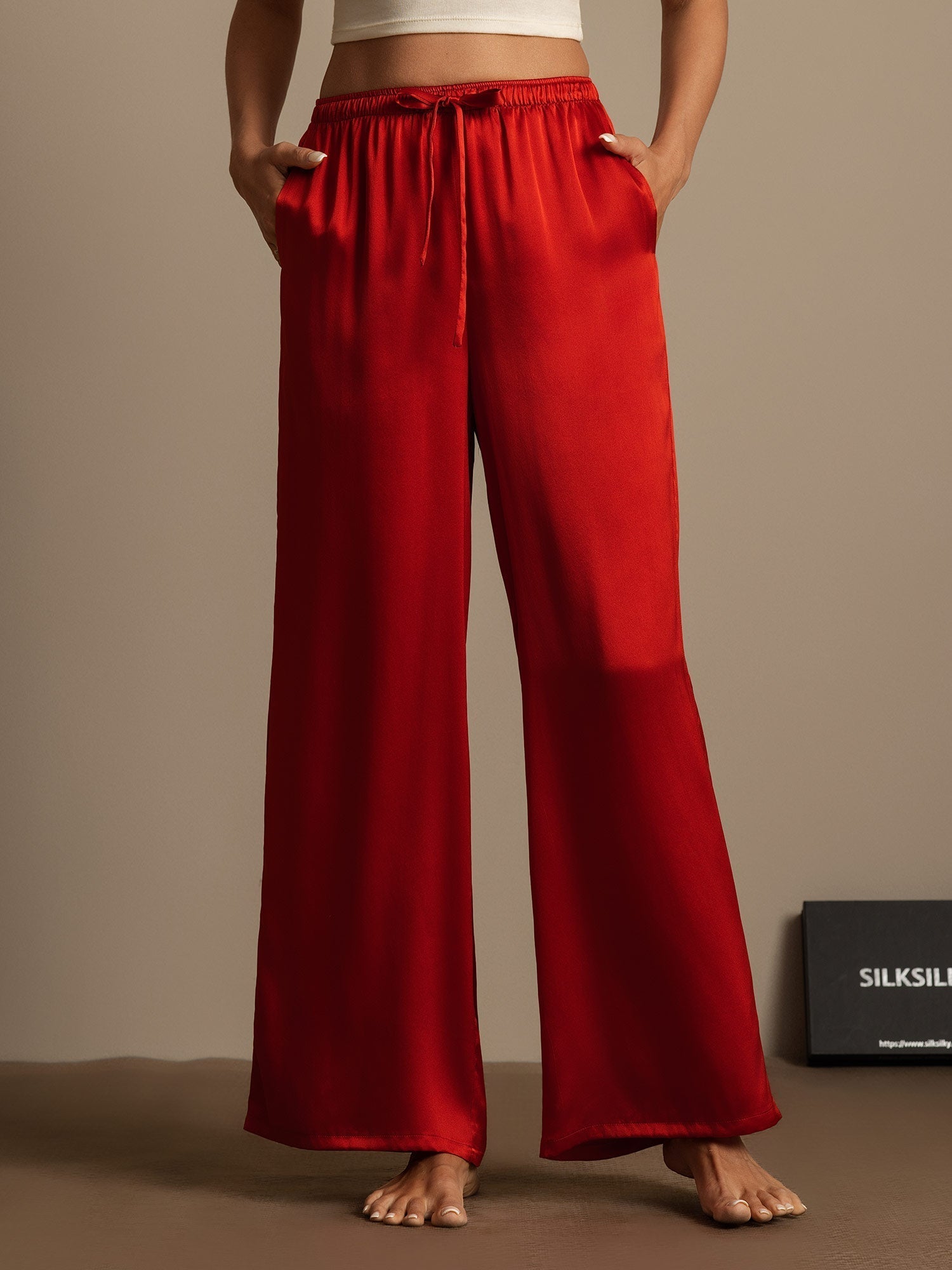 100% Mulberry Silk Wide Leg Women's Pants