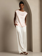 19Momme Women's Silk Cap Sleeve Round Neck Top