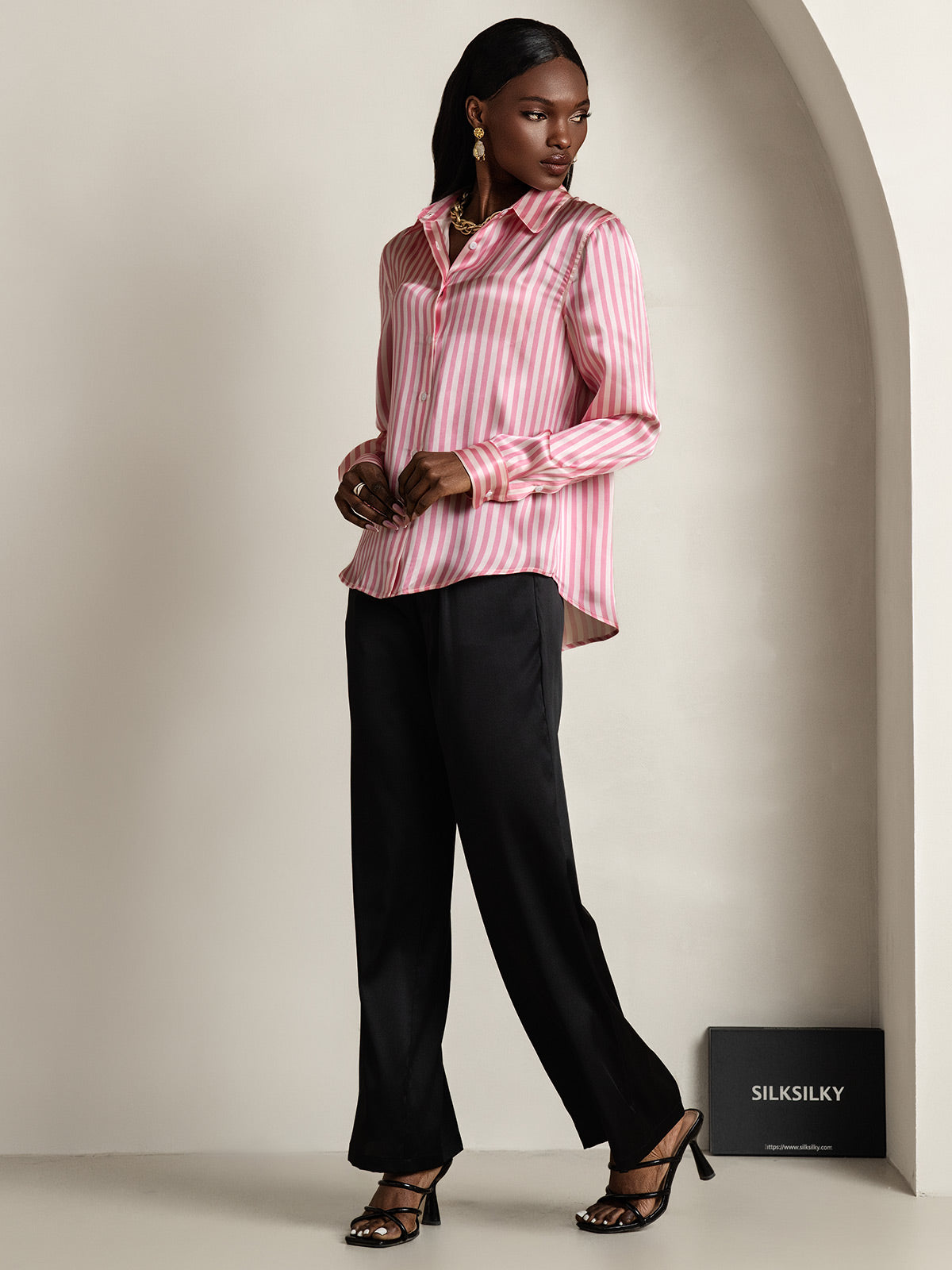 Women's 19 Momme Silk Long Sleeves Button-Up Shirt