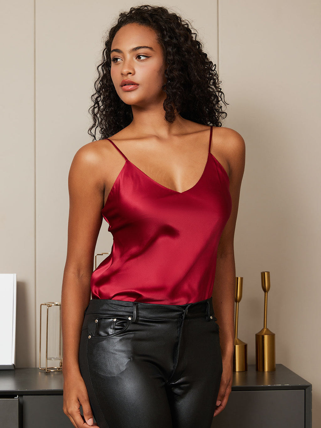 100% Mulberry Silk Spaghetti Strap Basic Camisole Top