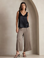 19Momme Silk Sleeveless V Neck Women's Tank Top with V Back Design