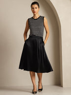 Women's Pure Silk Round Neck Sport Stripe Print Tank Top