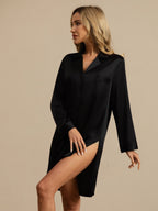 Women's 100% Mulberry Silk Nightshirt with High-Low Hem