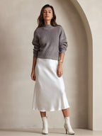 100% Mulberry Silk Spaghetti Strap V Neck Midi Dress