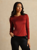 Women's Pure Silk Long Sleeve Round Neck Top