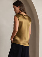 19Momme Silk Cap Sleeve Round Neck Women's Top