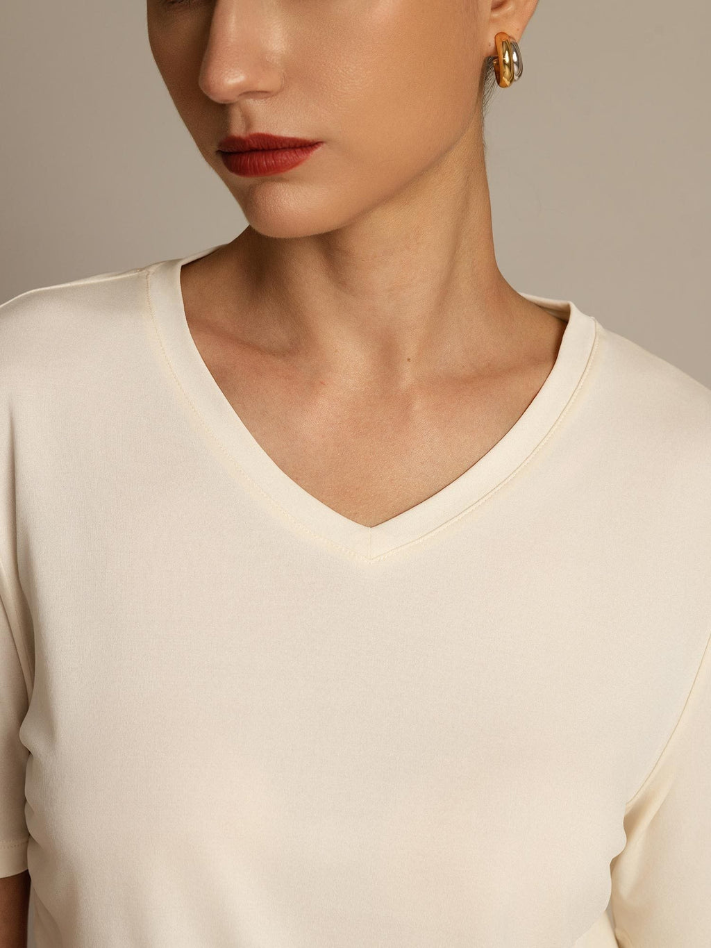 Pure Silk V-Neck Women's T-Shirt