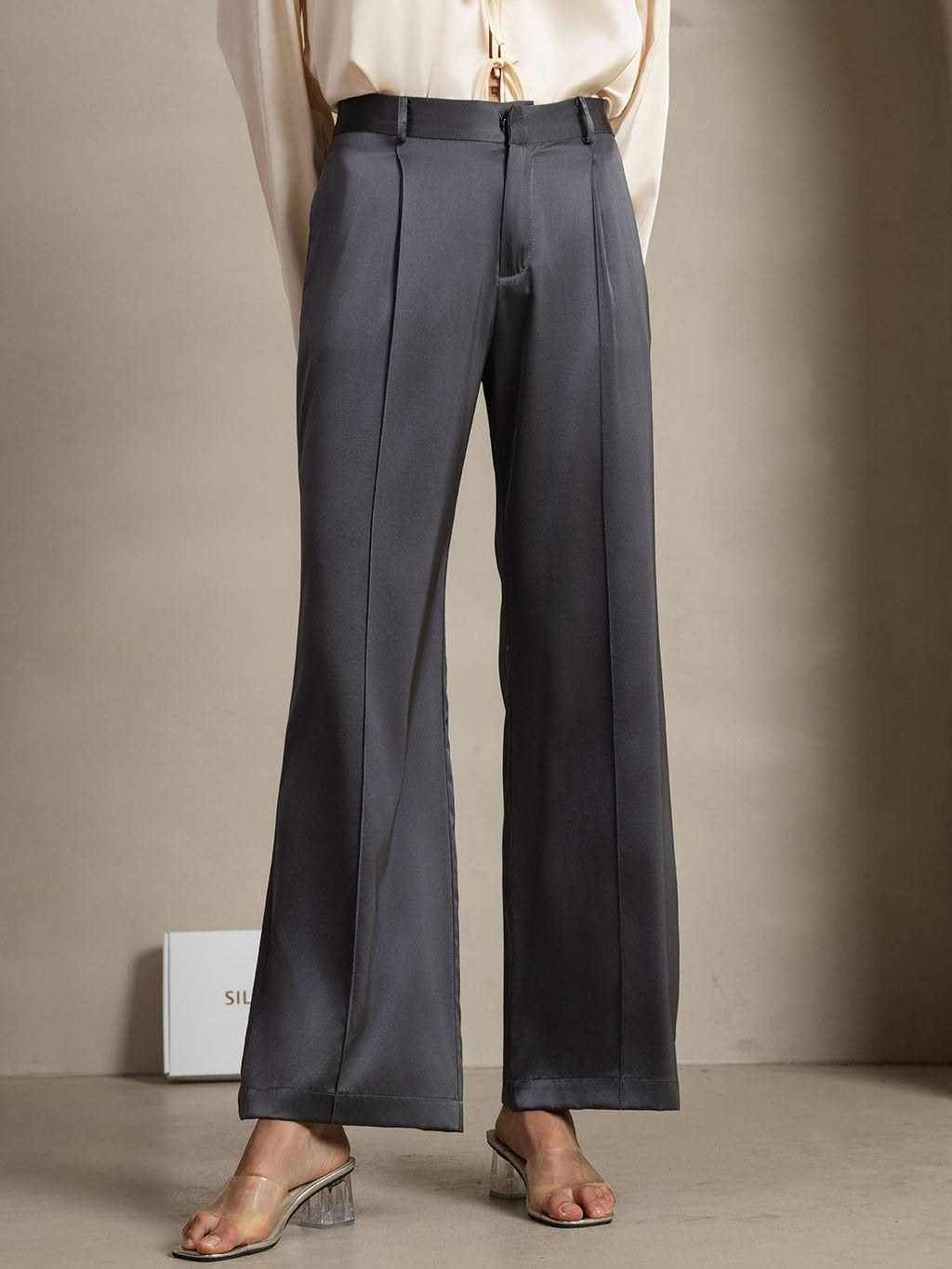 19Momme Silk Straight Leg Women's Pants With Side Pockets Design