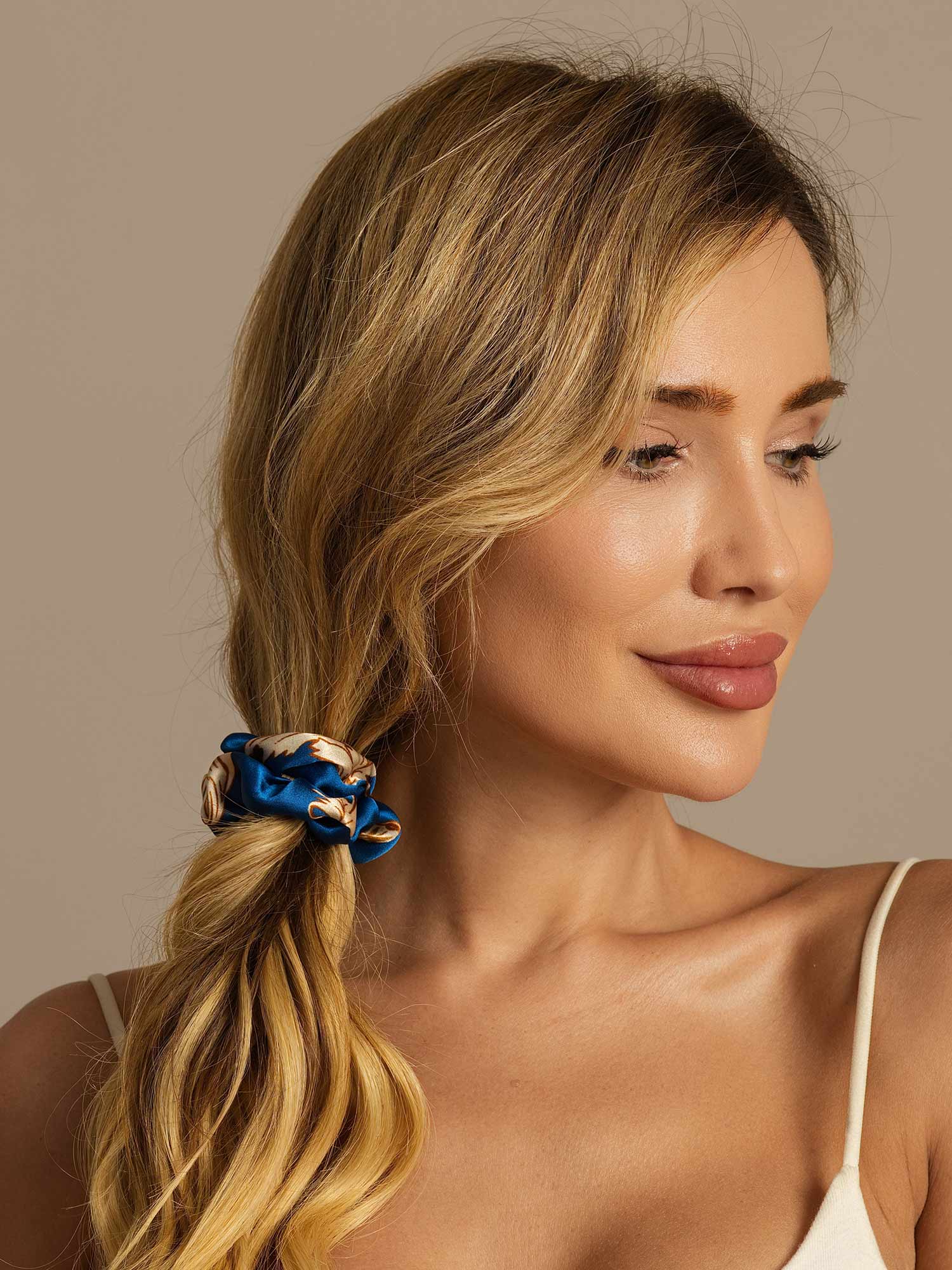 10Pcs Bundle Pure Silk Classic Hair Scrunchies - 2cm