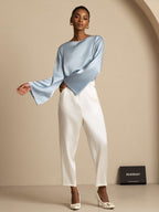 19Momme Silk Bell Sleeve Boat Neck Women's Top