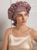 100% Mulberry Silk  Casual Bonnet with Long Ribbons (Two-tone and Double-sided)