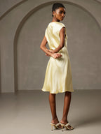 100% Mulberry Silk Cap Sleeve V-neck Midi Nightgown