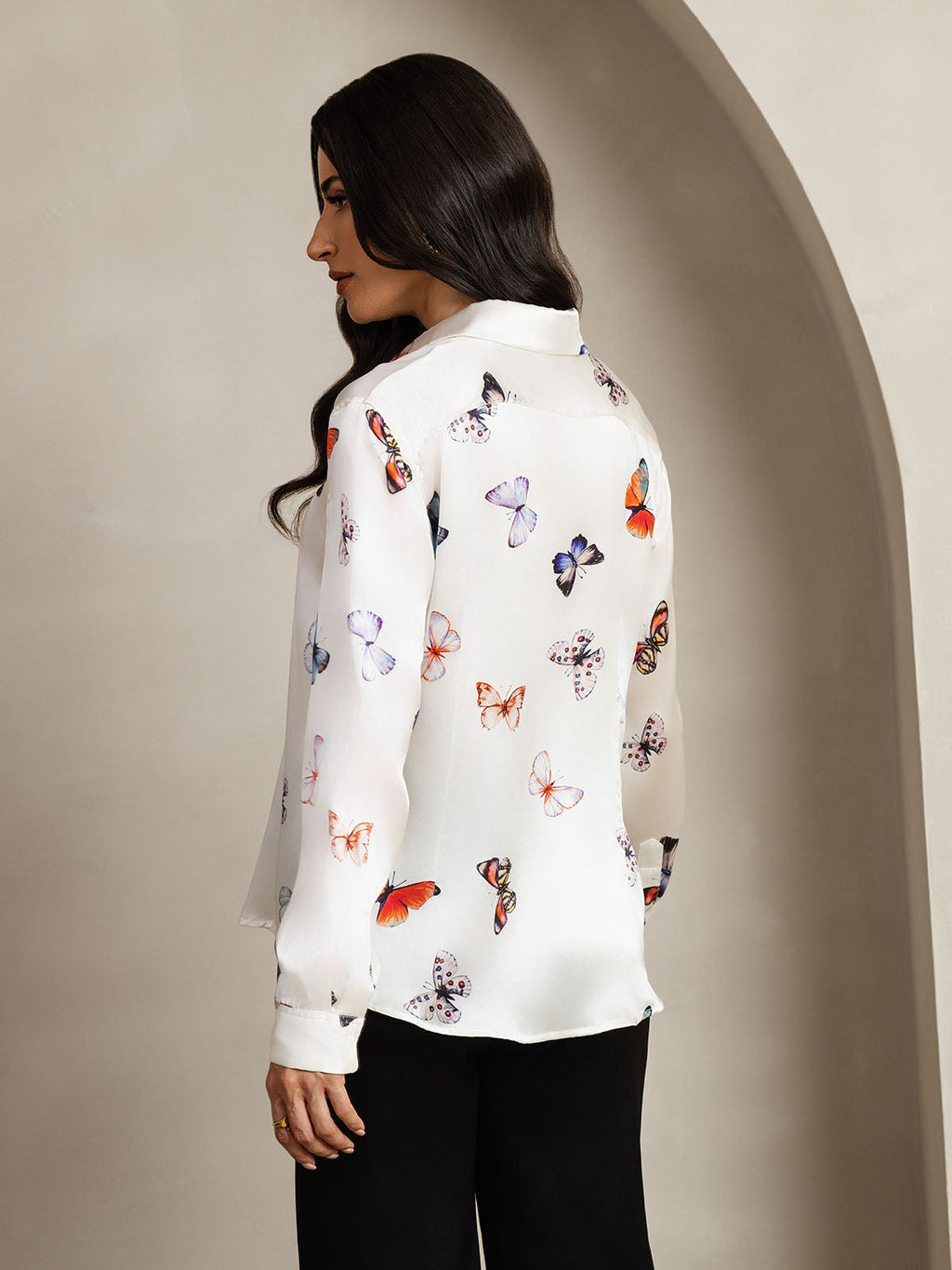 Women's 19 Momme Silk Long Sleeves Button-Up Shirt