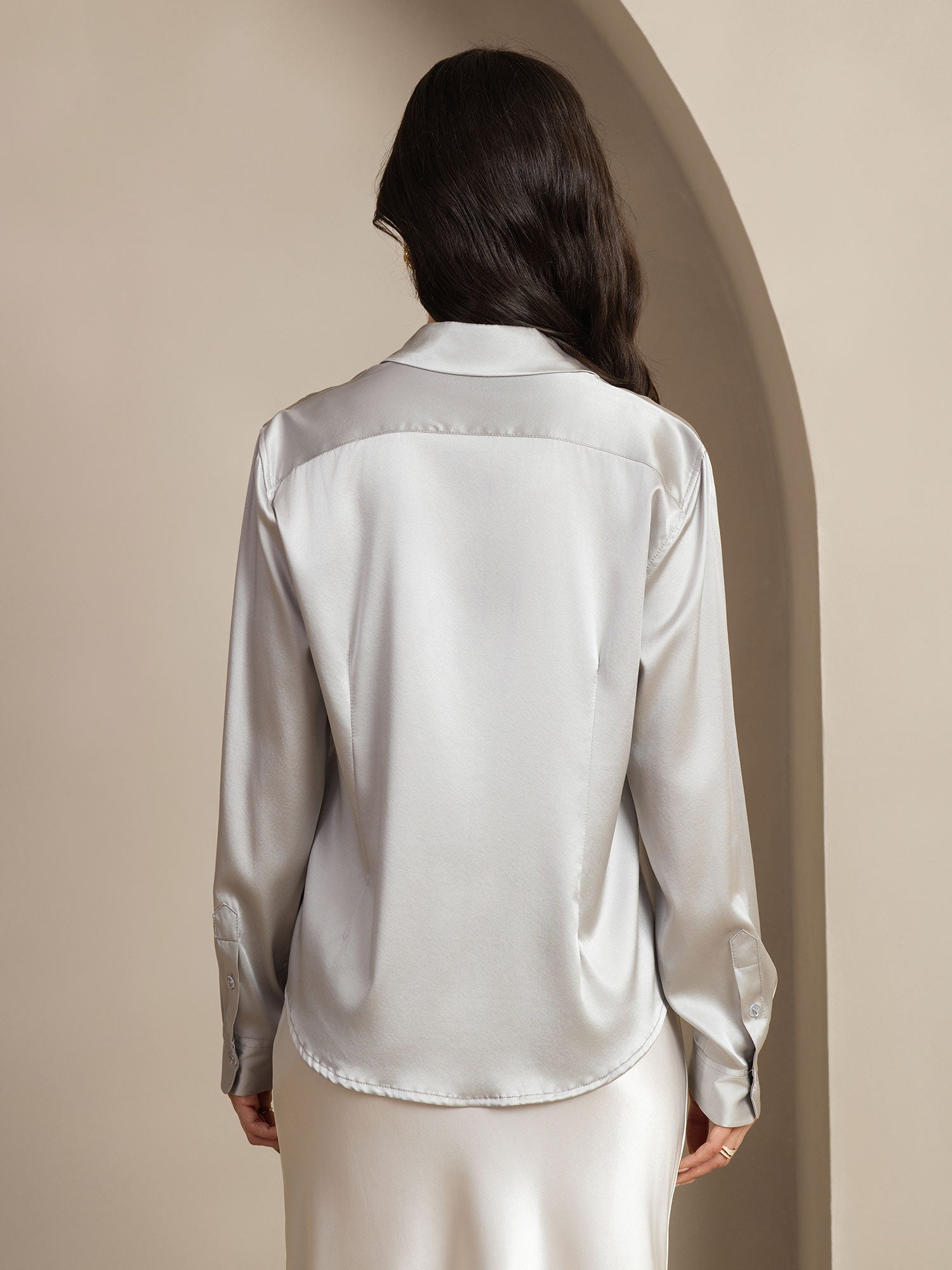 Women's 19 Momme Silk Long Sleeves Button-Up Shirt