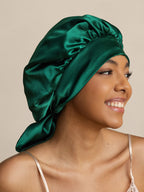 100% Mulberry Silk  Casual Bonnet with Long Ribbons (Two-tone and Double-sided)