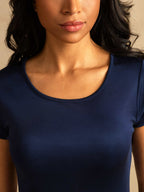 Silk Jersey Short Sleeve Round Neck Short Nightgown