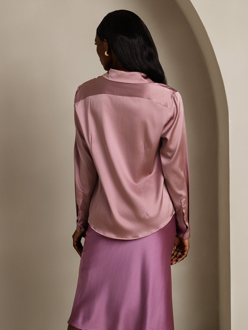 Women's 19 Momme Silk Long Sleeves Button-Up Shirt