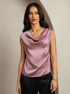 19Momme Silk Cap Sleeve Cowl Neck Women's Top