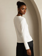 Women's Pure Silk Long Sleeve Round Neck Top
