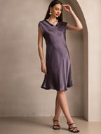 100% Mulberry Silk Cap Sleeve V-neck Midi Nightgown
