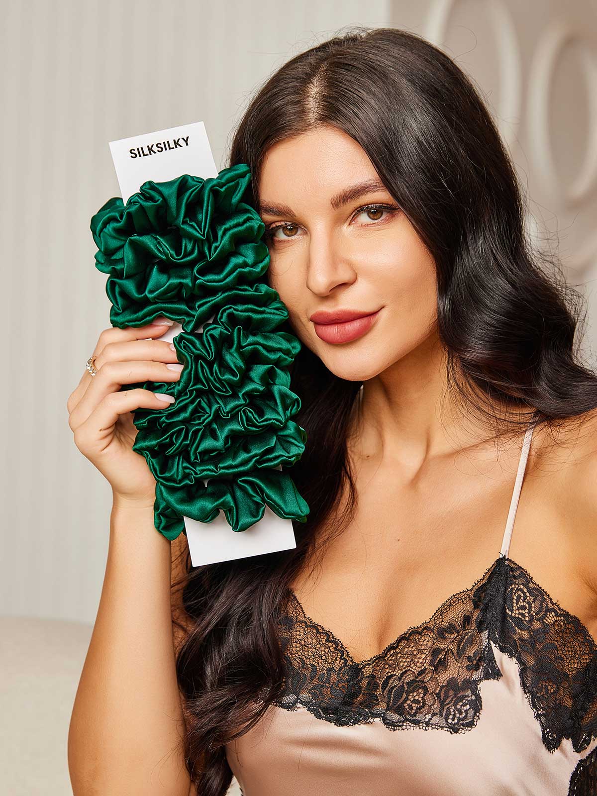 10Pcs Bundle Pure Silk Classic Hair Scrunchies - 2cm